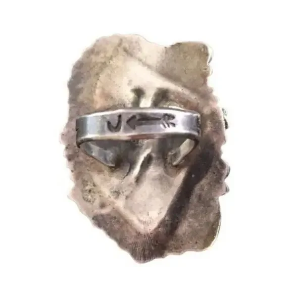 Antique Navajo Ring Green Turquoise Sterling Silver Native Indian Signed Sz10.5 - Picture 12 of 12